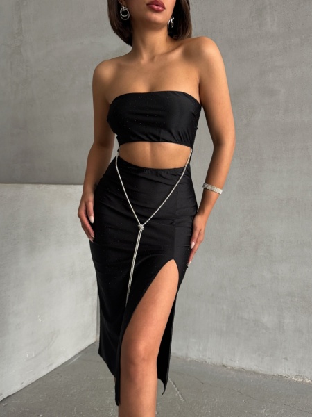 Rochie eleganta din lycra crapata pe picior