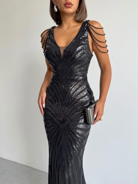 Rochie eleganta lunga cu paiete