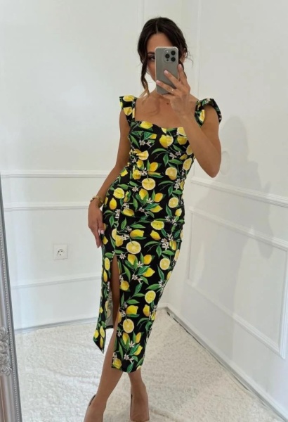 Rochie lunga cu imprimeu