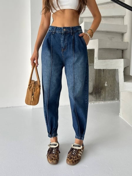 Blugi mom fit cu tiv ajustabil
