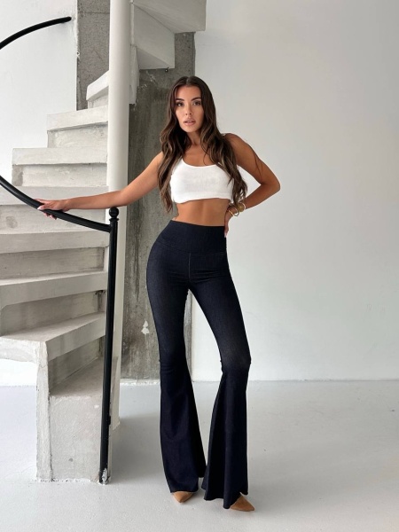 Colanti evazati cu aspect denim - Img 1