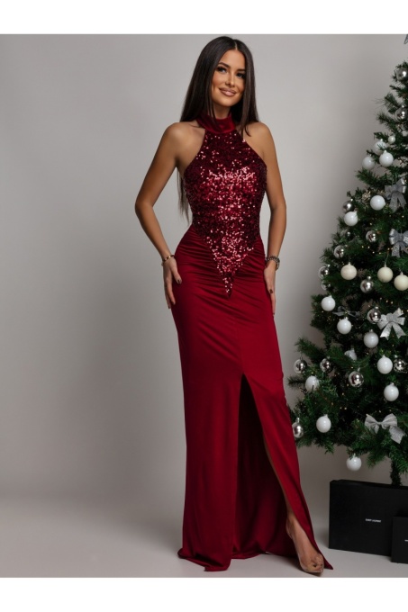 Rochie eleganta lunga din lycra cu paiete