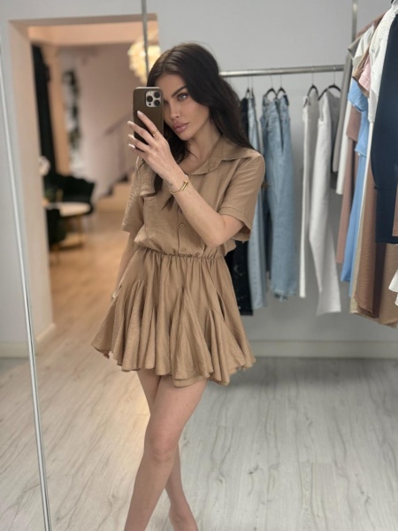 Rochie tip camasa cu elastic in talie