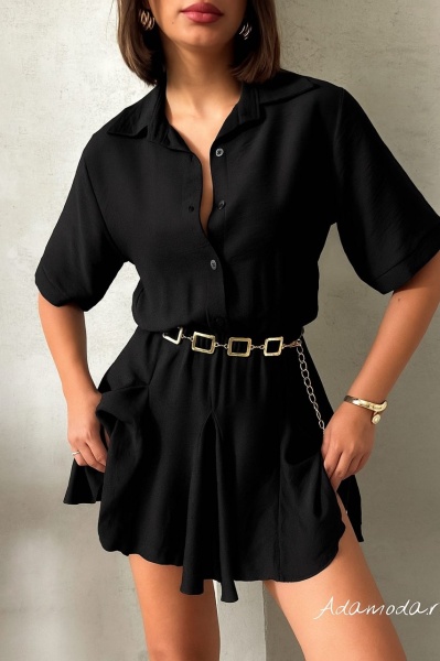 Rochie tip camasa cu elastic in talie