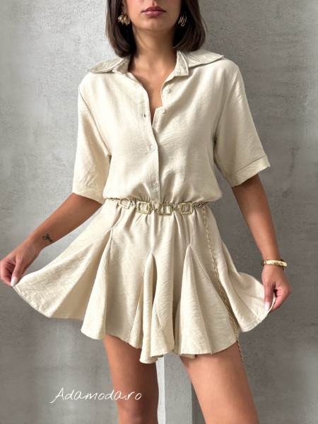 Rochie tip camasa cu elastic in talie