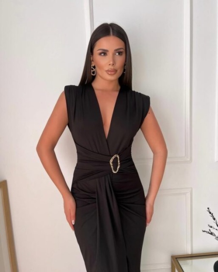 Rochie eleganta din lycra cu accesoriu in talie - Img 1