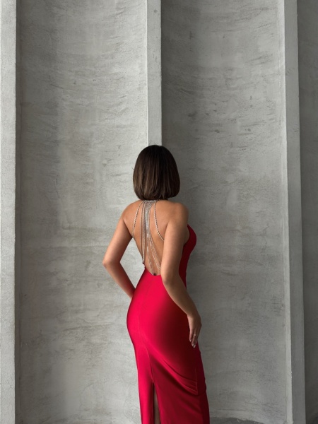 Rochie eleganta din lycra cu bretele din lant