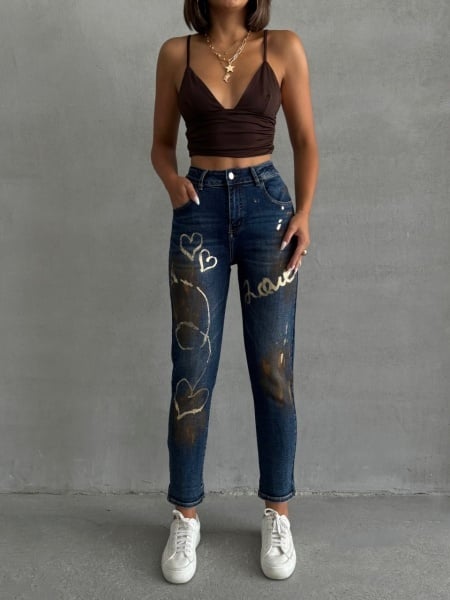 Blugi mom fit elastici