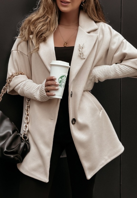 Palton dama cu maneci din tricot - Img 1