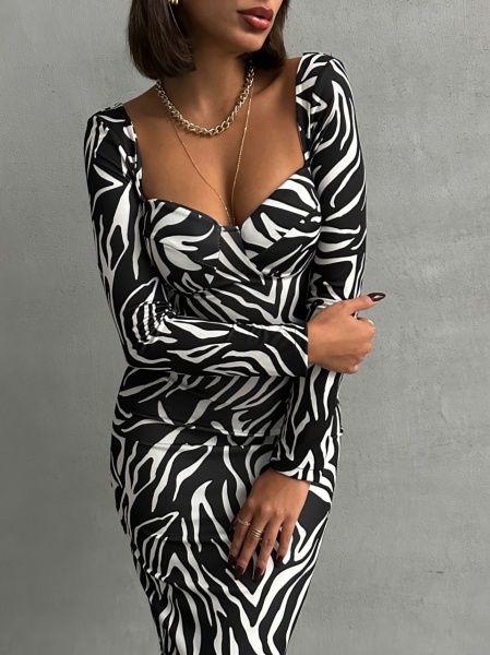 Rochie lunga cu print animal