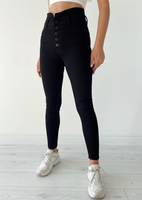 Blugi dama skinny cu nasturi - Img 1