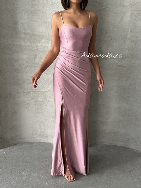 Rochie eleganta cu siret la spate accesorizata cu strasuri
