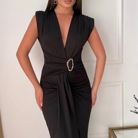 Rochie eleganta din lycra cu accesoriu in talie