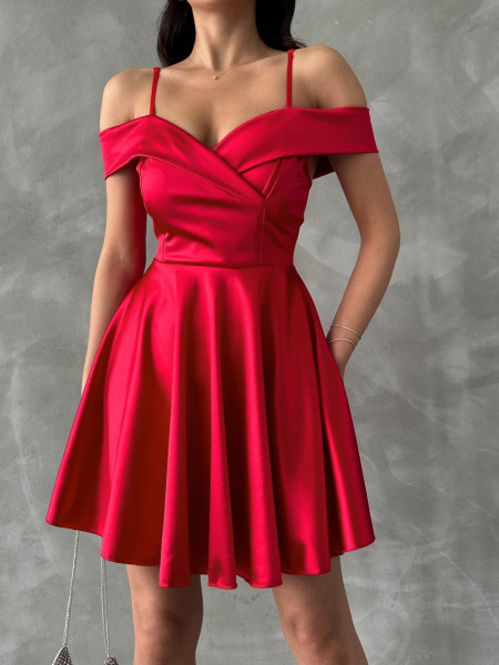 Rochie eleganta din satin scurta cu bretele