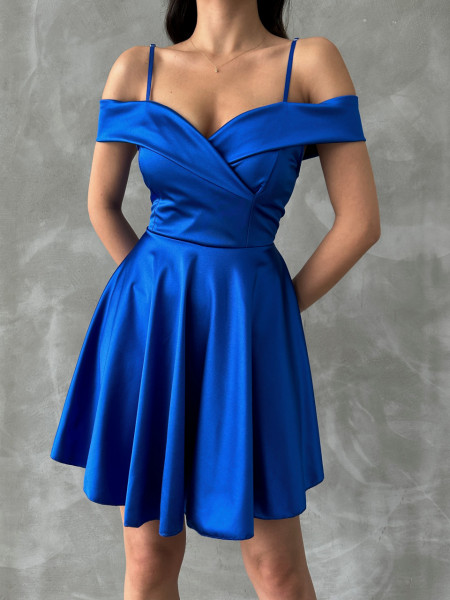 Rochie eleganta din satin scurta cu bretele