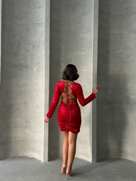Rochie eleganta scurta din catifea cu siret pe spate