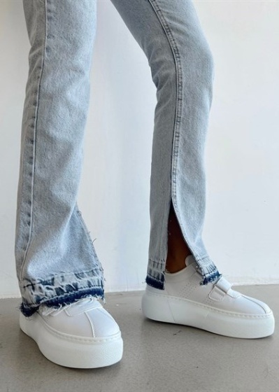 Blugi dama drepti cu crapatura pe lateral - Img 3