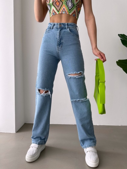 Blugi dama evazați cu rupturi - Img 3