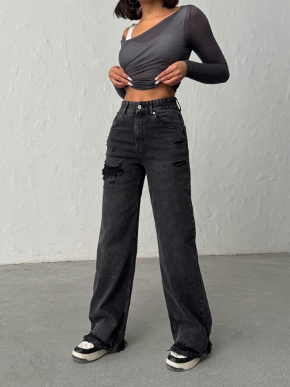 Blugi evazati cu rupturi - Img 3