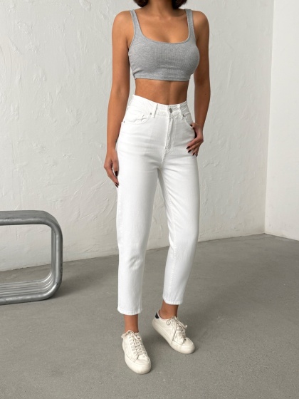 Blugi mom fit cu detalii strălucitoare - Img 2