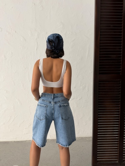 Blugi scurti tip bermude elastici - Img 2