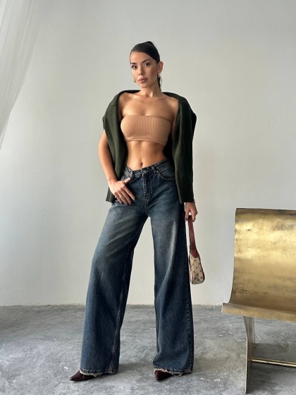 Blugi simpli cu croi larg - Img 5