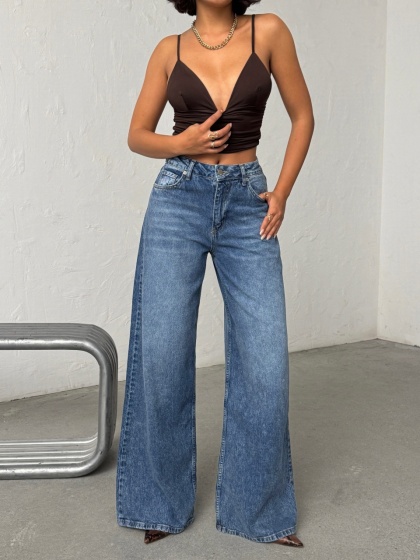 Blugi simpli cu croi larg - Img 7