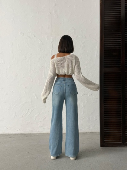 Blugi wide leg cu accesoriu tip fusta - Img 2