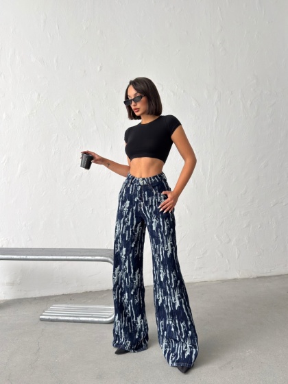 Blugi wide leg cu aspect vintage - Img 7