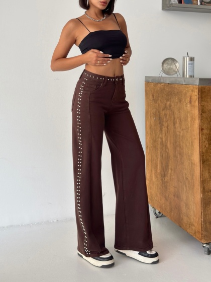 Blugi wide leg cu detalii tinte