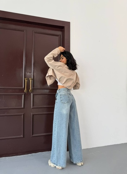 Blugi wide leg cu detaliu pe mijloc - Img 3