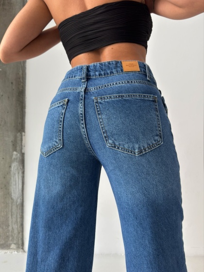 Blugi wide-leg cu talie dubla - Img 2