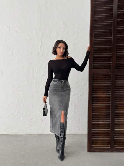 Fusta de blugi lunga elastica - Img 7