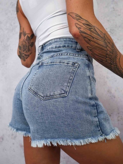 Fusta tip pantalon de blugi elastica accesorizata cu nasturi - Img 4