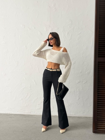 Pantaloni dama evazati cu accesoriu curea - Img 7