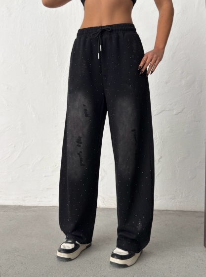 Pantaloni wide-leg cu design modern - Img 5