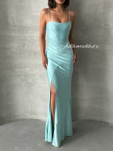 Rochie eleganta cu siret la spate accesorizata cu strasuri - Img 7