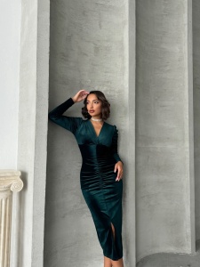 Rochie eleganta din catifea cu mâneci bufante - Img 5