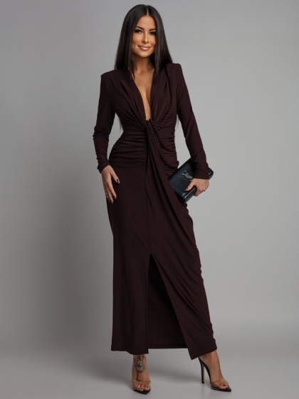 Rochie eleganta din lycra cu accesoriu cordon impletit - Img 3