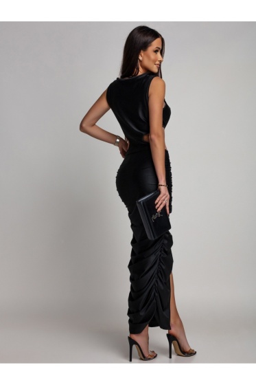 Rochie elegantă din lycra, cu detaliu metalic și drapaj - Img 4