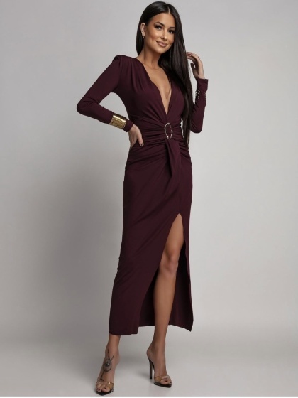 Rochie elegantă din lycra, cu detaliu metalic - Img 3