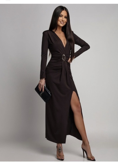 Rochie elegantă din lycra, cu detaliu metalic - Img 2