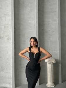 Rochie eleganta din lycra cu spatele gol si accesorizata cu strasuri - Img 6