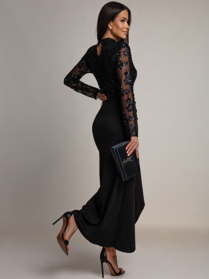 Rochie elegantă din lycra și tulle cu paiete - Img 3