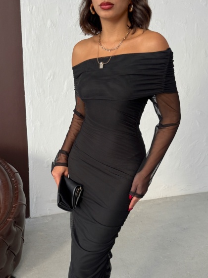 Rochie eleganta din tull cu umeri goi - Img 4