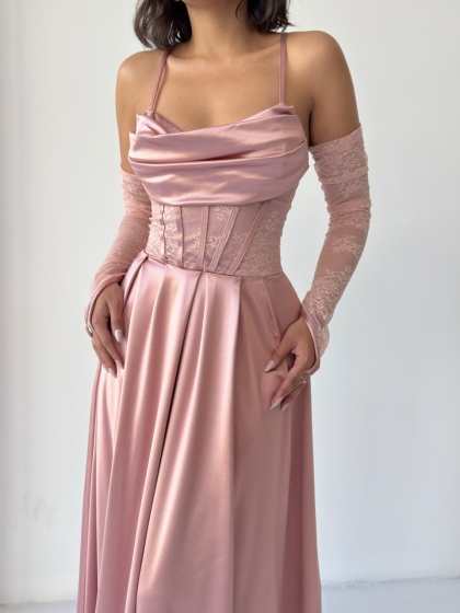 Rochie eleganta lunga cu accesoriu manusi
