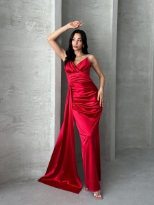 Rochie eleganta lunga cu bretele din strasuri - Img 2