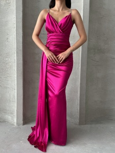 Rochie eleganta lunga cu bretele din strasuri - Img 4