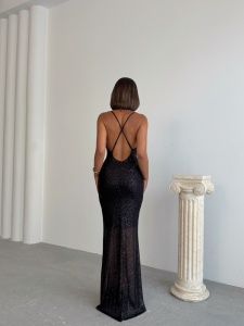 Rochie eleganta lunga cu paiete - Img 4
