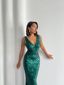 Rochie eleganta lunga cu paiete - Img 2
